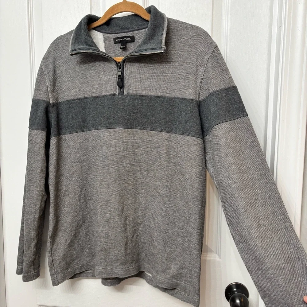 Gray Stripe Quarter Zip Pullover | Banana Republic L